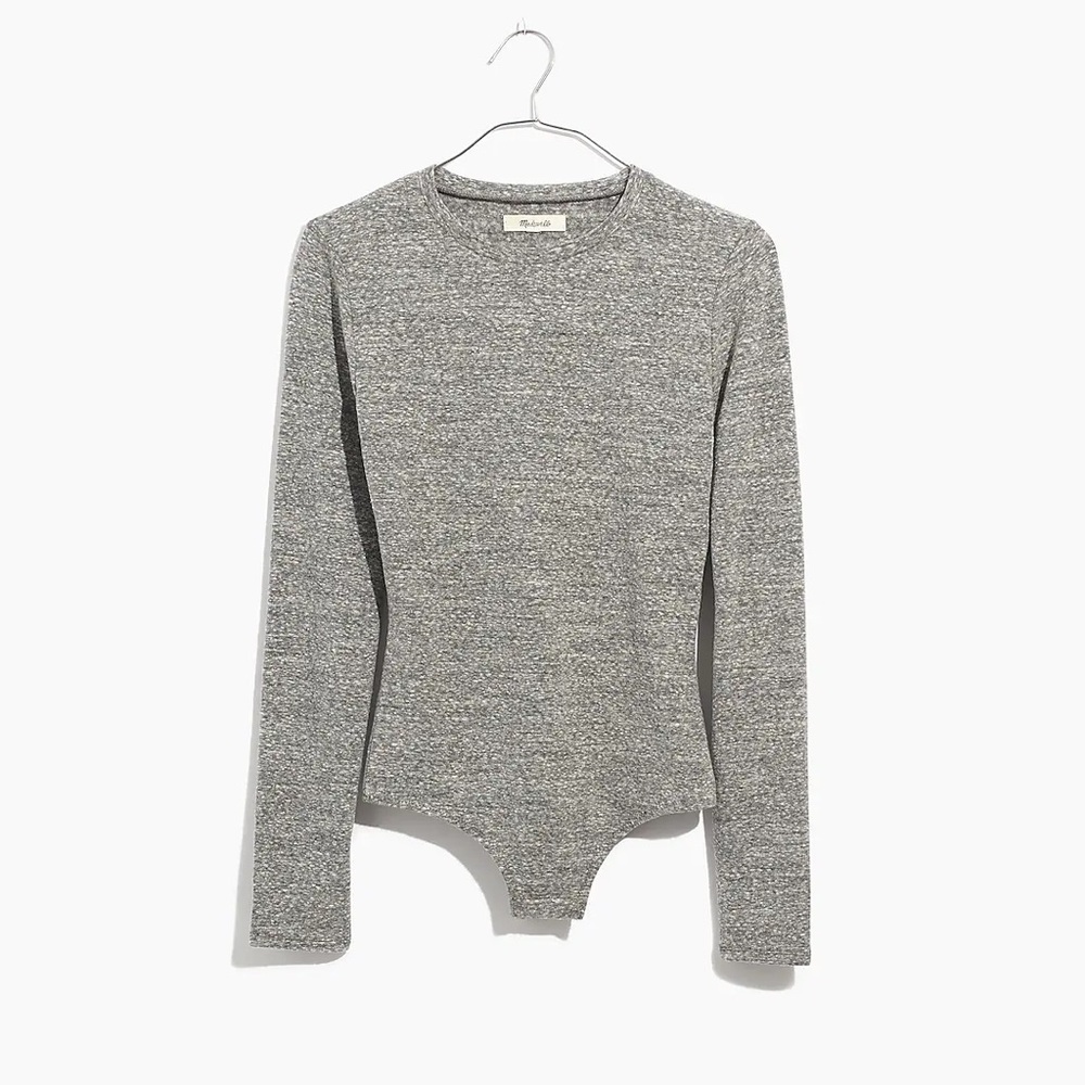 Madewell Heather Gray Crewneck Thong Bodysuit